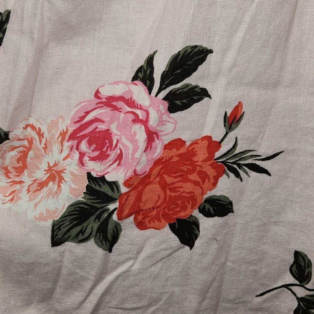 Pink Floral Skirt Women's Size M Tall Cotton Linen Rayon - Picture 3 of 7